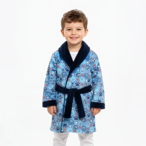 Bata infantil azul estampado de huellas