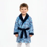 Bata infantil azul estampado de huellas