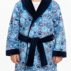 Bata infantil azul estampado de huellas
