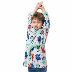 Bata estampada ni&ntilde;o botones y cintur&oacute;n