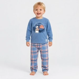Pijama ni&ntilde;o azul pantal&oacute;n cuadros 