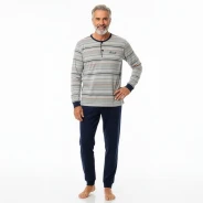 Pijama hombre tundosado cuello botones