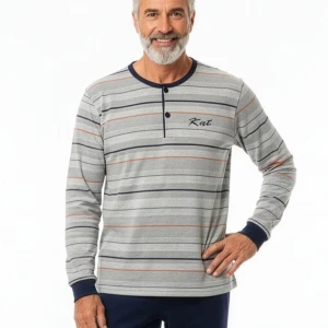 Pijama hombre tundosado cuello botones