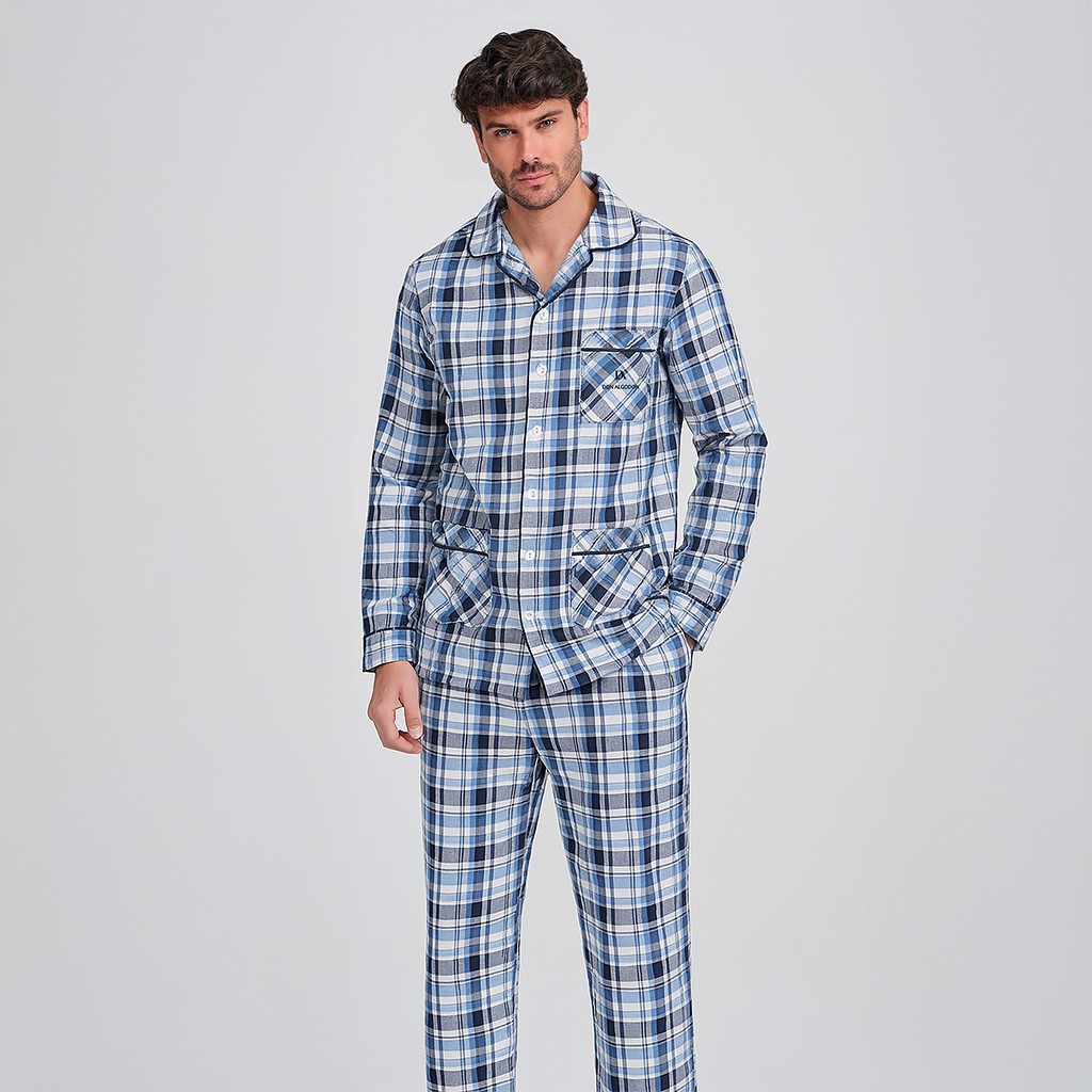 Pijama abierto hombre estampado cuadros