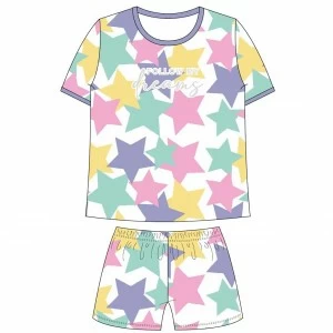 Pijama ni&ntilde;a estrellas manga corta algod&oacute;n