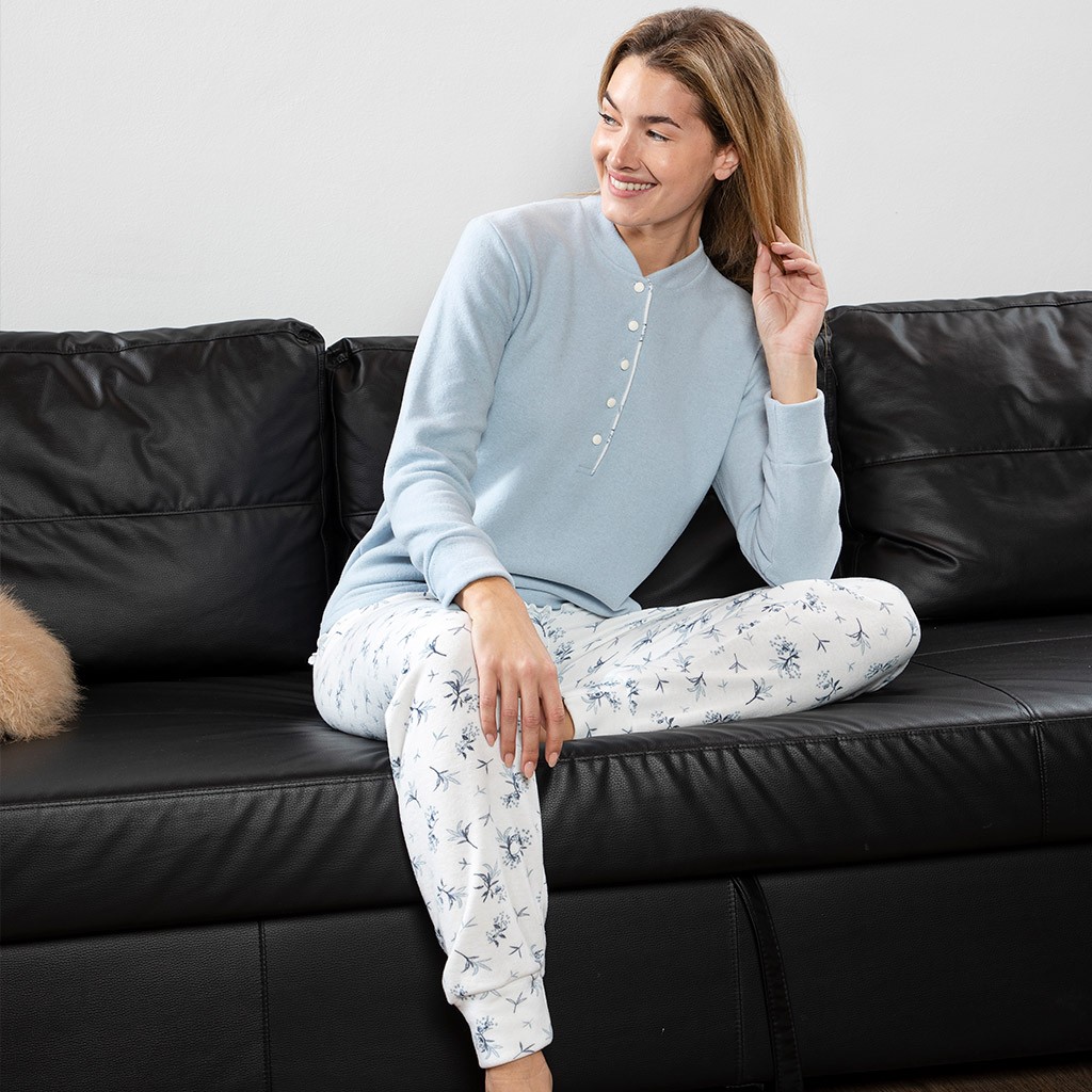Pijama de mujer punto milano con puños Muslher