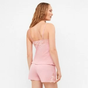 Pijama mujer tirantes liso con encaje