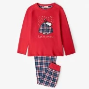 Pijama infantil algod&oacute;n cuadros Snoopy