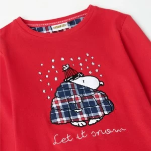 Pijama infantil algod&oacute;n cuadros Snoopy