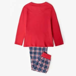 Pijama infantil algod&oacute;n cuadros Snoopy