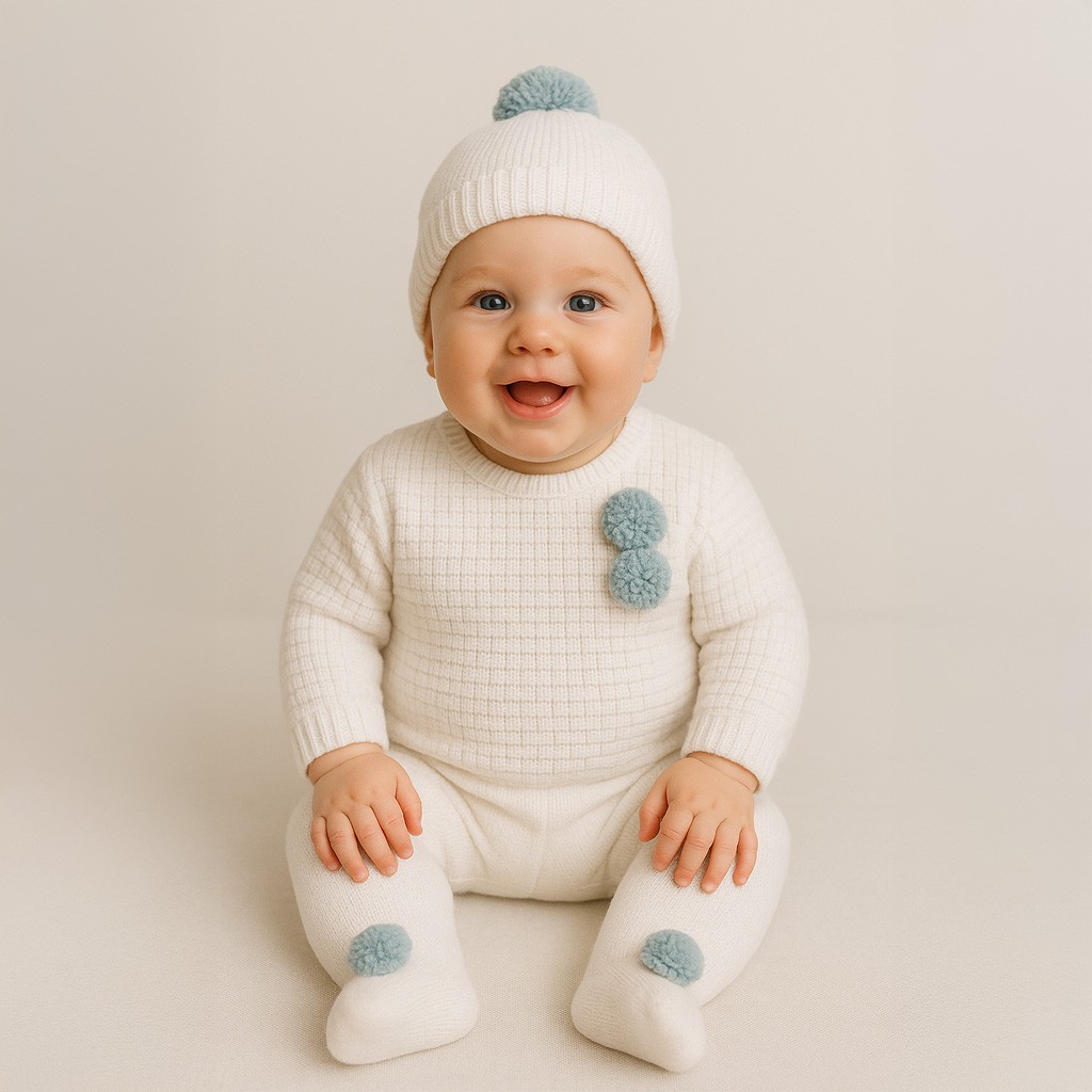 Conjunto de punto bebe 3 piezas con gorro