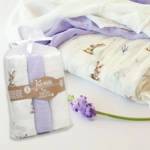 Gasas para bebe de bamb&uacute; pack x 3 Conejito lavanda