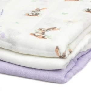 Gasas para bebe de bamb&uacute; pack x 3 Conejito lavanda