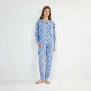 Pijama de mujer Snoopy azul manga larga