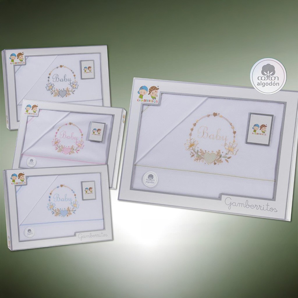 Juego sabanas coche 3 piezas algod&oacute;n bordada