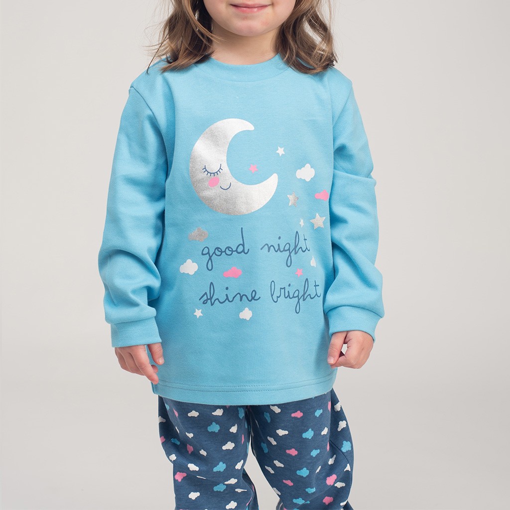 Pijama niña manga larga luna