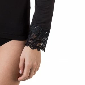 Camiseta manga larga con detalles de blonda
