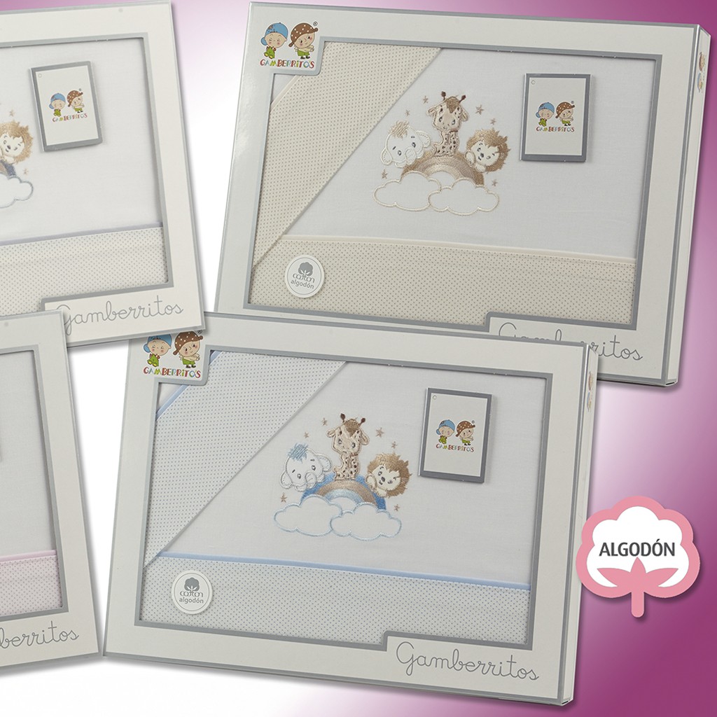 Sabanas de cuna juego de 3 piezas bordado arcoiris