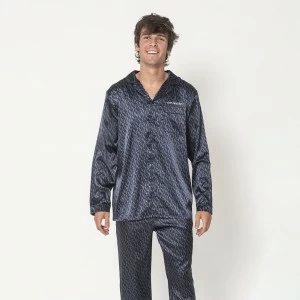 Pijama largo hombre sat&eacute;n estampado