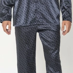 Pijama largo hombre sat&eacute;n estampado