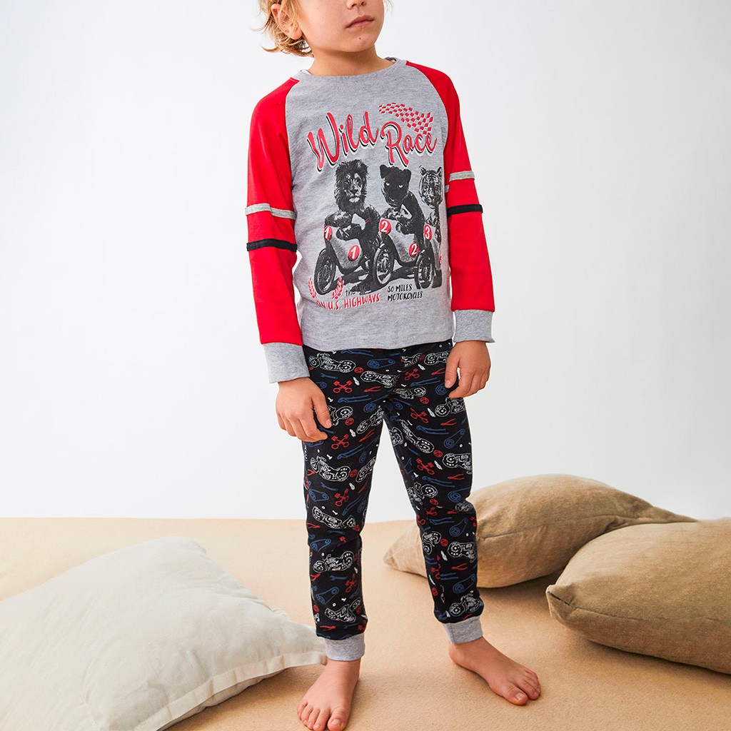 Pijama infantil manga larga algodón