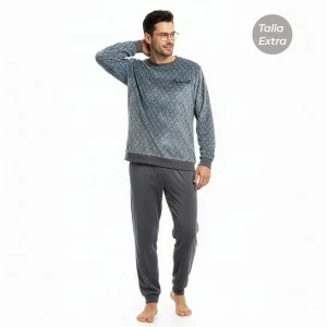 Pijama largo hombre tejido terciopelo talla extra