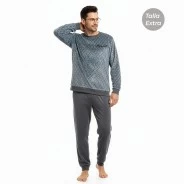 Pijama largo hombre tejido terciopelo talla extra