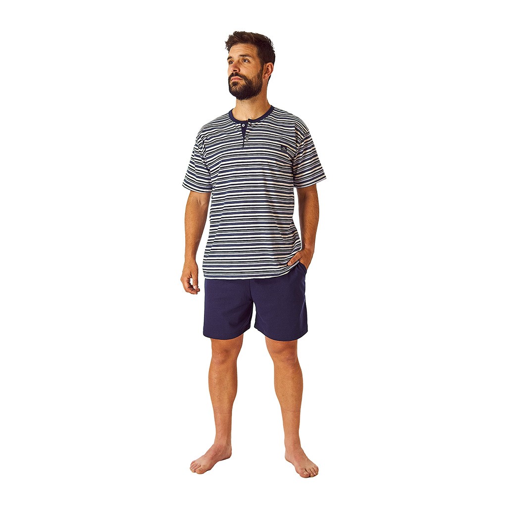 Pijama hombre manga corta cuello botones