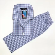 Pijama hombre abierto tela cuadros manga larga