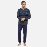 Pijama hombre algod&oacute;n manga larga
