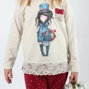 Pijama infantil con puntilla lencera