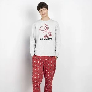 Pijama hombre Peanuts pantal&oacute;n rojo estampado