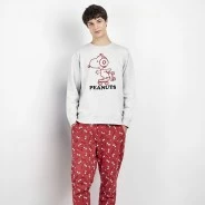 Pijama hombre Peanuts pantal&oacute;n rojo estampado