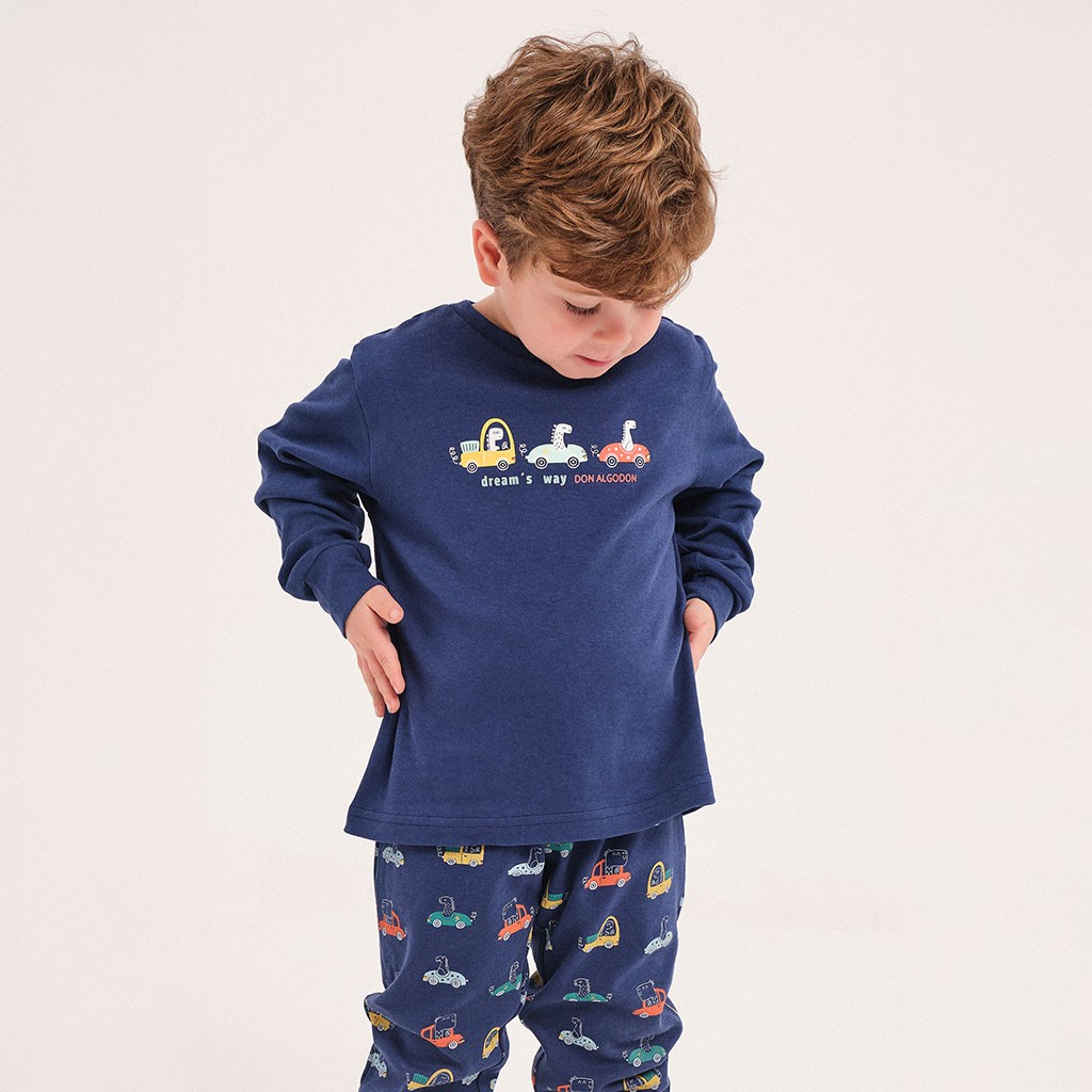 Pijama algodón infantil manga larga