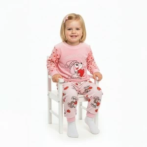 Pijama infantil terciopelo rosa estampado