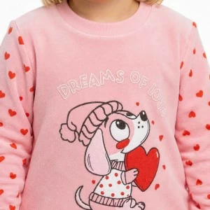 Pijama infantil terciopelo rosa estampado