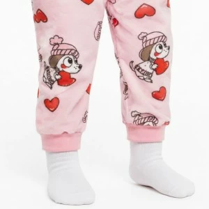 Pijama infantil terciopelo rosa estampado