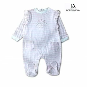 Pelele de bebe de manga larga estampado de rayas