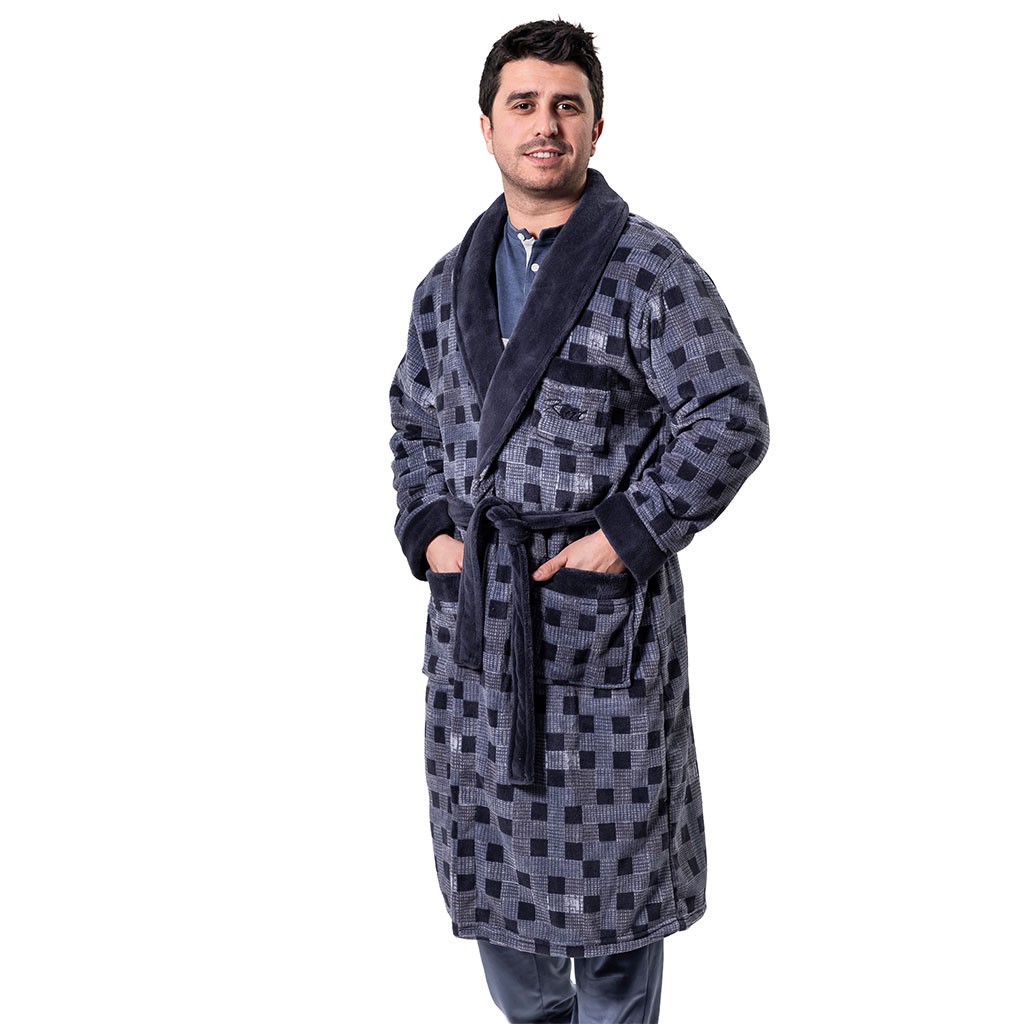 Bata hombre larga coralina estampada