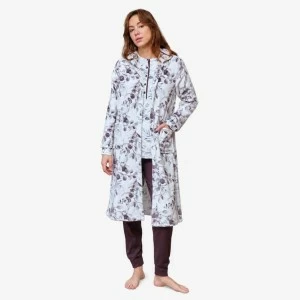 Bata mujer abotonada tejido estampado