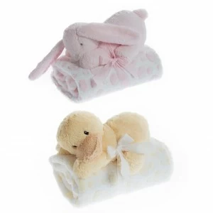 Peluche animalito con manta a juego caja regalo