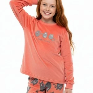 Pijama largo juvenil estampado gatitos