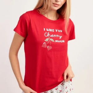 Pijama manga corta mujer estampado cerezas
