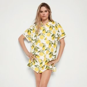 Camisola abierta estampada limones manga corta
