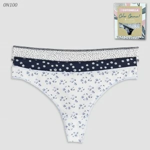 Tanga mujer algod&oacute;n en pack de 3 estampadas