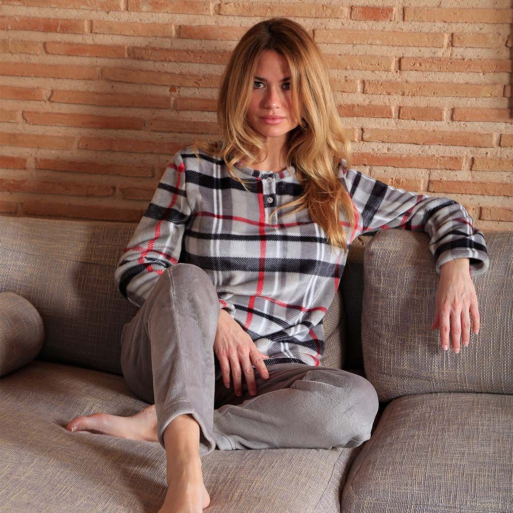 Pijama largo mujer cuadros