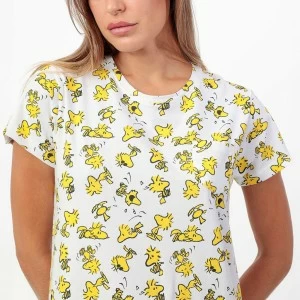 Camis&oacute;n mujer manga corta estampado Woodstock