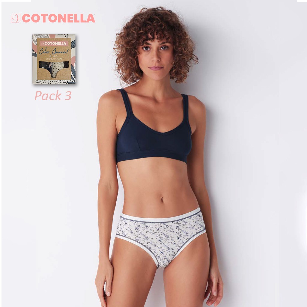 Braga midi mujer pack3 algodón bielástico color