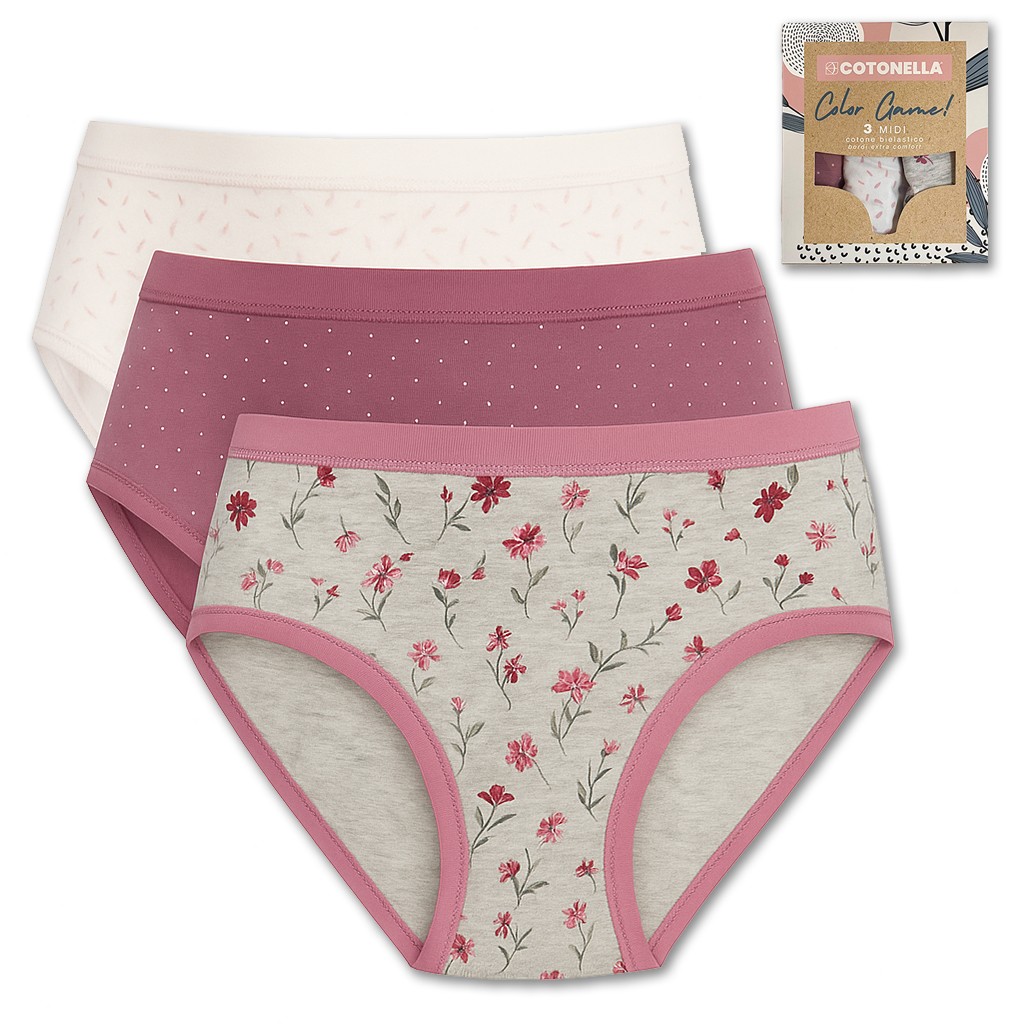 Braga midi mujer pack3 algodón bielástico color