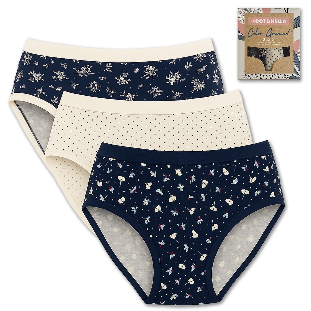 Braga midi mujer pack3 algodón bielástico color